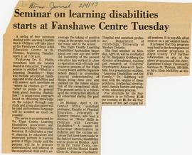 Seminar on learning disabilities starts at Fanshawe Centre, 1973