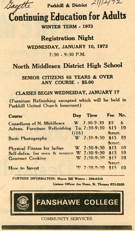 Continuing Education for Adults, Winter Term, 1973