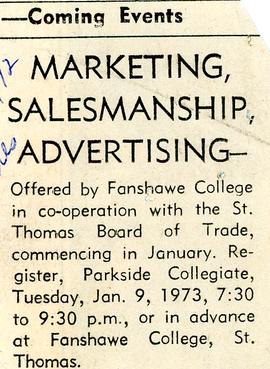 Coming Events - Marketing, Salesmanship, Advertising, 1973