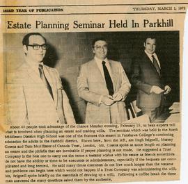 Estate Planning Seminar Held in Parkhill, 1973